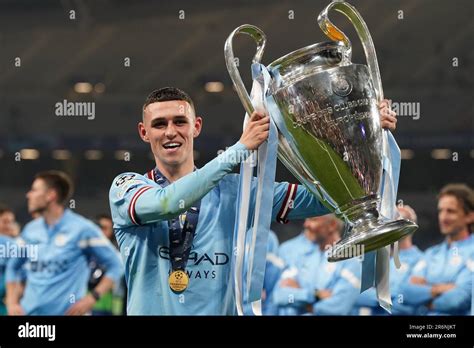 Manchester City's Phil Foden celebrates with the UEFA Champions League ...