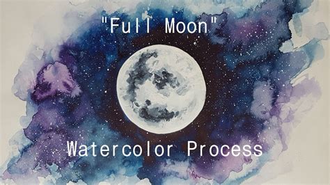 "Full Moon" - Watercolor Painting Process - YouTube | Watercolor moon ...