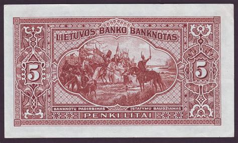 Lithuania Currency Litas 5 Litai banknote 1929 Commemorative issue ...