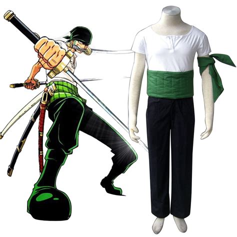 Anime ONE PIECE Roronoa Zoro Cosplay Costume Green Uniform Outfit ...