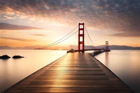 Premium AI Image | Golden gate bridge with a sunset in the background