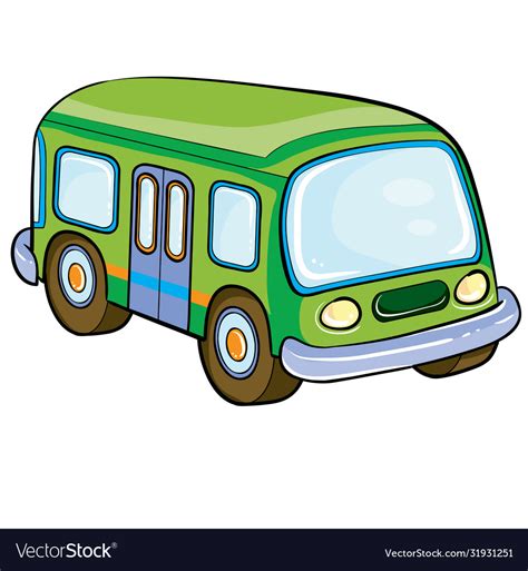 Bus in green cartoon isolated object on a white Vector Image