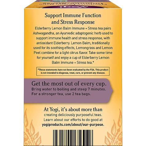 Yogi Tea, Elderberry Lemon Balm, Immune and Stress Support, 6 Pack.