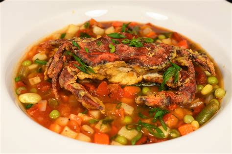 Maryland Style Crab Soup with Crispy Soft Shell Crab - Newport ...