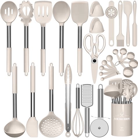 Kitchen Cooking Utensils Set, Heat Resistant Silicone Kitchen Utensils ...