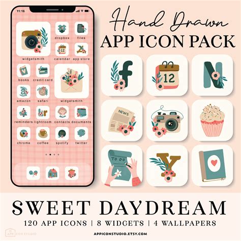 Hand Drawn App Icon Pack Aesthetic iOS Icons iPhone Icons | Etsy