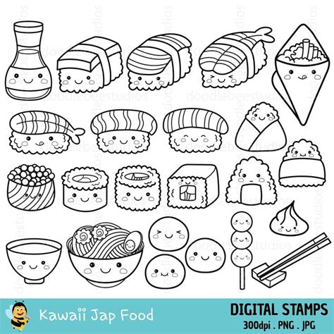 Kawaii Sushi Clipart Kawaii Sushi Clipart Cute Sushi Digital - Etsy ...