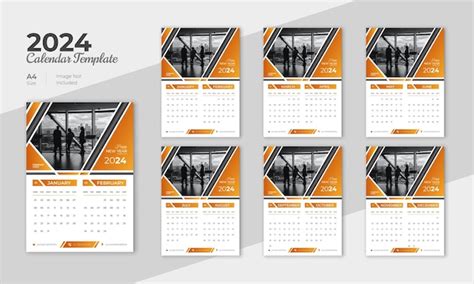 Premium Vector | 2024 wall calendar design template