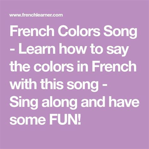 French Colors Song - Learn how to say the colors in French with this ...