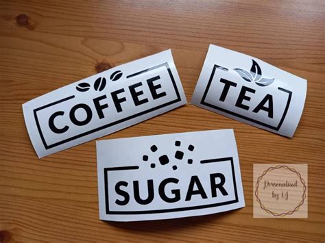 Tea Coffee Sugar labels vinyl labels kitchen storage labels | Etsy