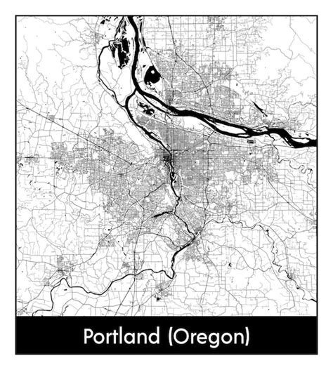 Premium Vector | Minimal city map of portland oregon united states north america