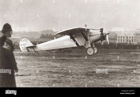 Charles Lindbergh landing at Croyden, England in 1927 in his plane ...