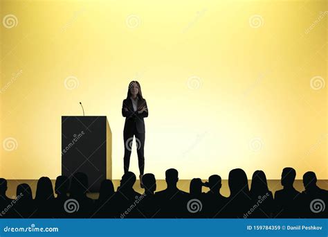 Woman giving speech stock image. Image of institute - 159784359