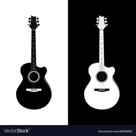 Acoustic guitar in black and white Royalty Free Vector Image