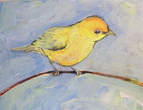 Little Yellow Bird Painting by Angela Mullhatten - Fine Art America