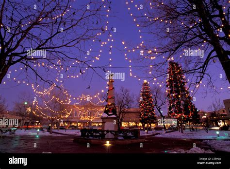 Christmas, Lights, Plaza, Santa Fe, New Mexico, USA, United States, America, lights Stock Photo ...