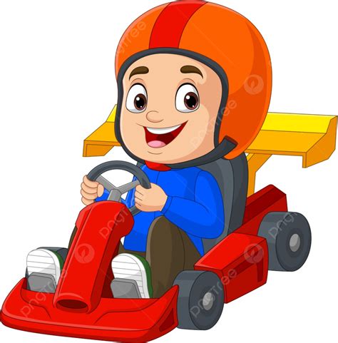 Cartoon Little Boy Driving Racing Car, Car, Formula, Red PNG and Vector with Transparent ...