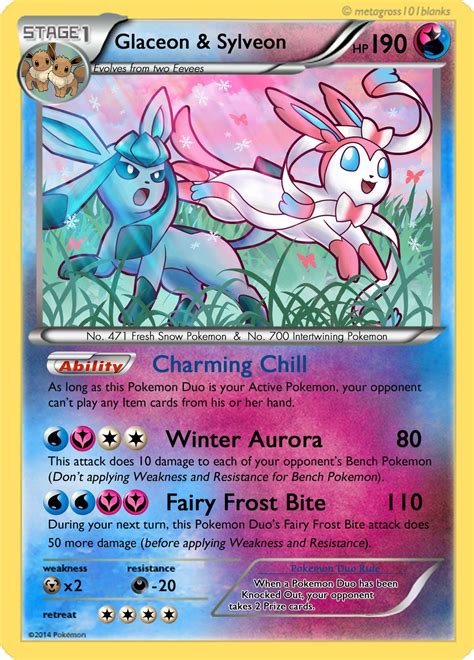 Glaceon and Sylveon Duo Card | Cool pokemon cards, Rare pokemon cards, Pokemon card game