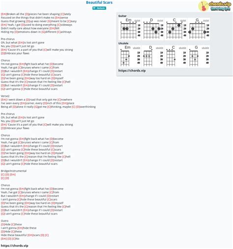 Chord: Beautiful Scars - tab, song lyric, sheet, guitar, ukulele | chords.vip