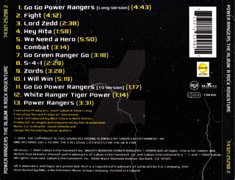 Mighty Morphin’ Power Rangers – The Album A Rock Adventure (1994) CD – The Music Shop And More