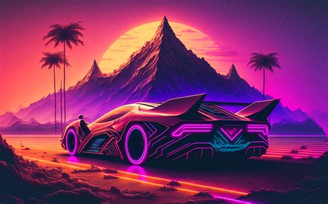 Download wallpaper 1680x1050 synthwave, sports car and mountains, 16:10 widescreen 1680x1050 hd ...