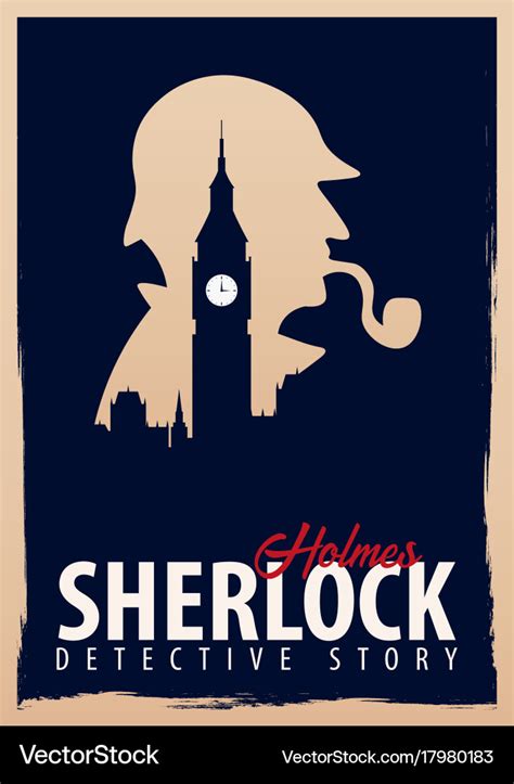 Sherlock holmes poster detective Royalty Free Vector Image