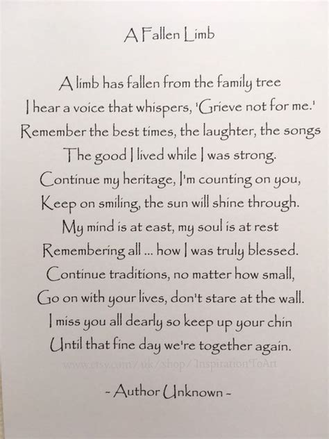 A Fallen Limb Poem Printable