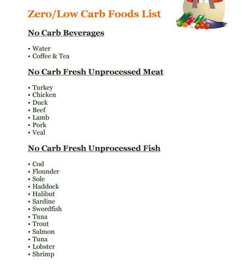 Here's a good list of no, or very low carb food, if your doing a low or ...