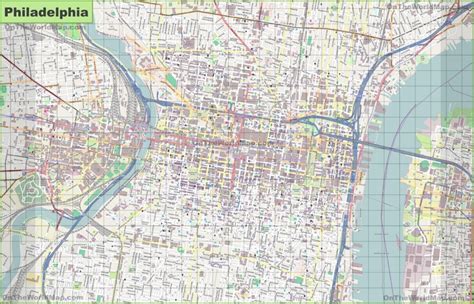 Large detailed street map of Philadelphia - Ontheworldmap.com