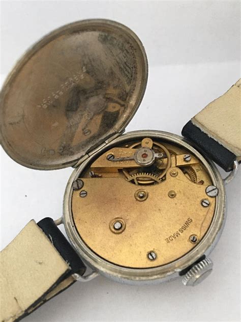 Antique Silver Plated Mechanical Trench Watch at 1stDibs