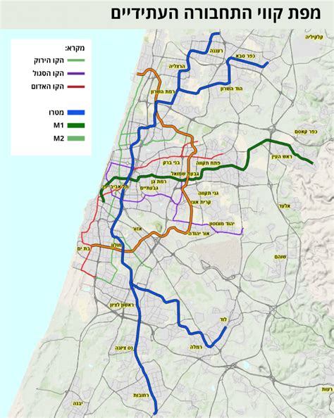 Map of future light rail and metro lines around Tel Aviv : r/Israel