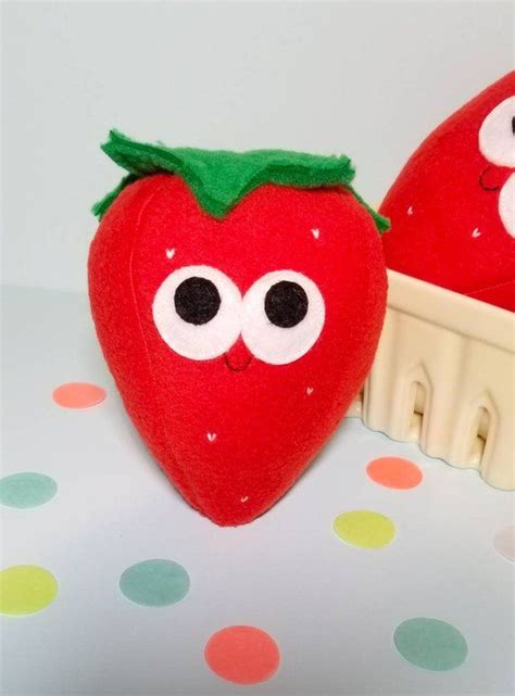 Strawberry Plush, Stuffed Food Gift, Anthropomorphic Desk Toy, Pretend Play | Food gifts, Unique ...