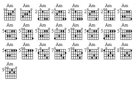 Am - Chord Voicings Chart | Guitar chord chart, Guitar chords, Guitar