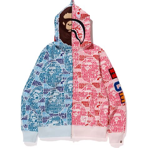 Bape Xxv Cities Camo 2nd Ape Shark Half Full Zip Hoodie Blue/pink ...