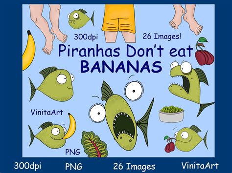 Piranhas Don't Eat Bananas Storybook Clipart Digital - Etsy Australia