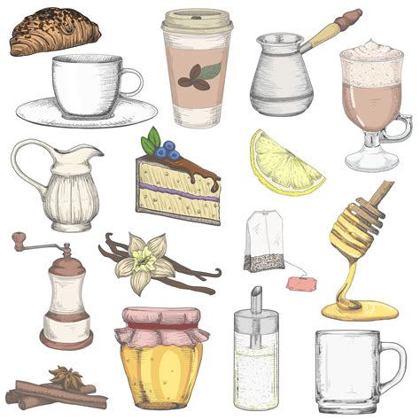 Set tea and coffee vector elements isolated on a white background By ...