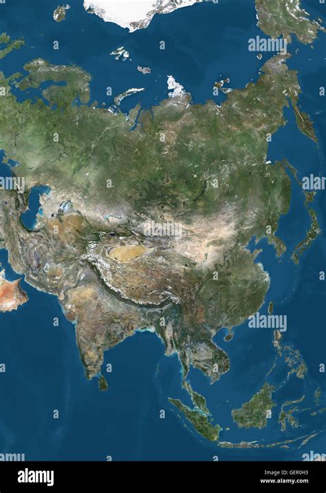 Satellite view of Asia. This image was compiled from data acquired by ...