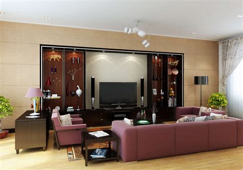 Living Hall with Wall Showcase 3D Model max - CGTradercom | House hall ...