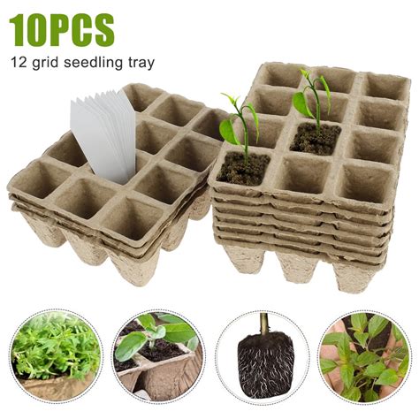 Willstar 10X 12Cells Plant Seed Starter Trays Pots Biodegradable ...