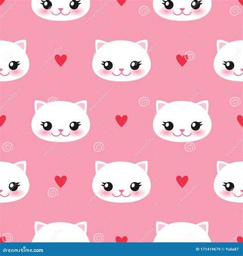 Cute White Cat on Pink Background Stock Vector - Illustration of child, baby: 171419679