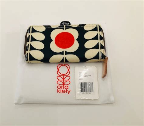 Orla Kiely Rare Blue White Red Tall Flower Big Zip Wallet - Etsy