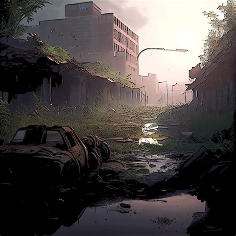 Premium AI Image | Apocalyptic world Destroyed city illustration Zombie ...