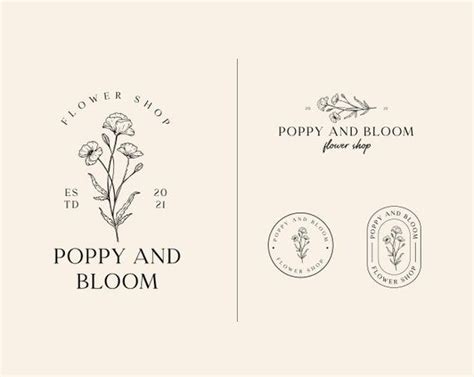 Pre-made Poppy Logo Botanical Logo Flower Hand Drawn - Etsy | Flower ...