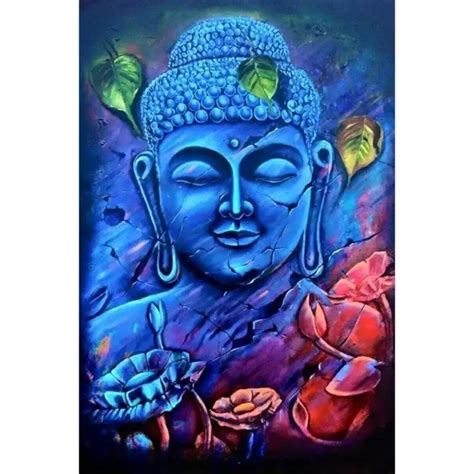 5D DIY Full Drill Diamond Painting Blue Buddha Cross Stitch Embroidery ...