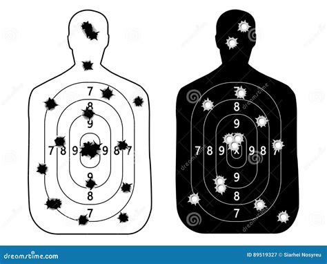 Shooting Range Gun Target with Bullet Holes. Stock Vector - Illustration of military, explosion ...