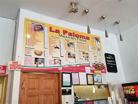 Menu at La Paloma Mexican Food restaurant, Blythe