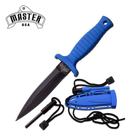 Blue Fixed Blade Fire Starter Neck Knife Hunting Knife-MU-11