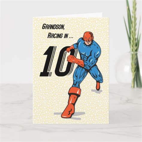 Grandson 10th Birthday Superhero Card | Zazzle.com