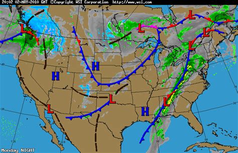 Weather Map With Front Lines - United States Map