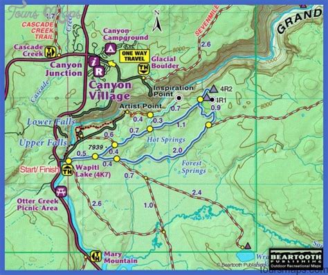 Yellowstone Trail from Artist Point toward - ToursMaps.com